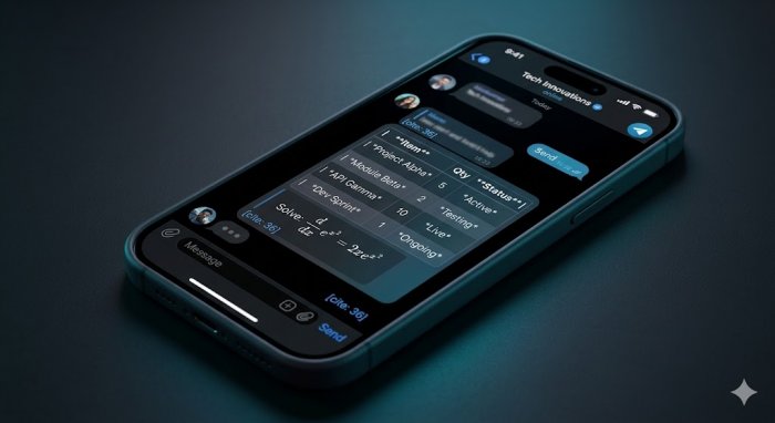 Цифровая разметка: в бета-версии Telegram для iOS обнаружили поддержку расширенного Markdown с таблицами и формулами